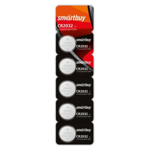 Батарейка таблетка CR2032/5B Smartbuy литиевый BL-1, SBBL-2032-5B, 5/100